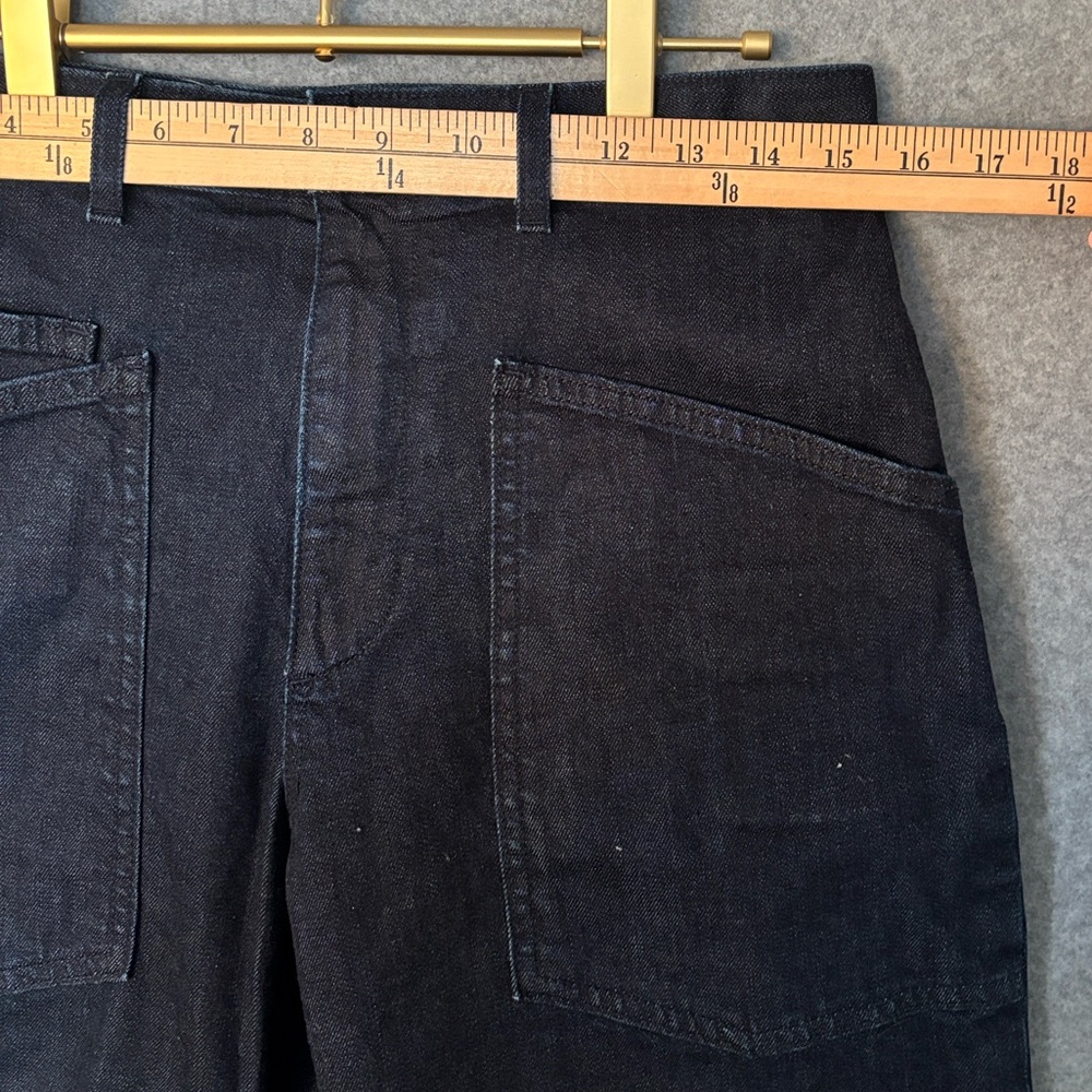 Nili Lotan Shon Denim Barrel Leg Tapered Crop Jean Pant- Size 28 Indigo Rinse - Picture 5 of 13